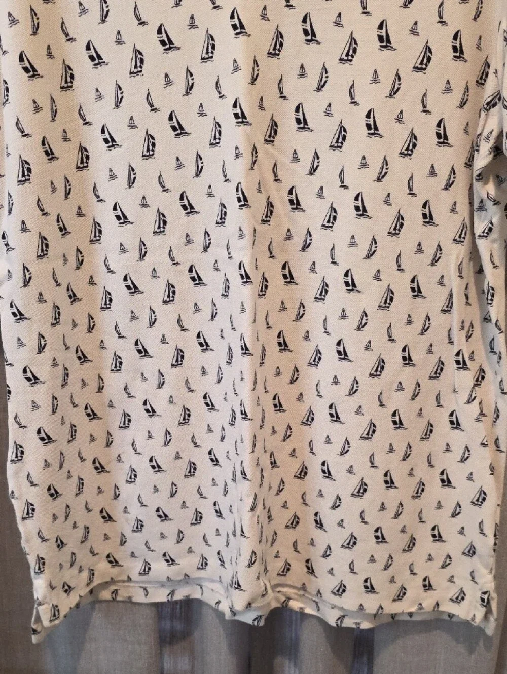 Polo by Ralph Lauren Classic Fit White Polo Shirt Navy Sailboat Print Red Logo